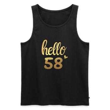 Hello 58 doré - Débardeur bio Premium Homme - noir - Devant - Michal (187cm)
