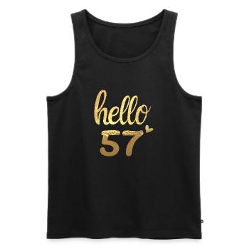 Hello 57 doré - Débardeur bio Premium Homme - noir - Devant - Michal (187cm)