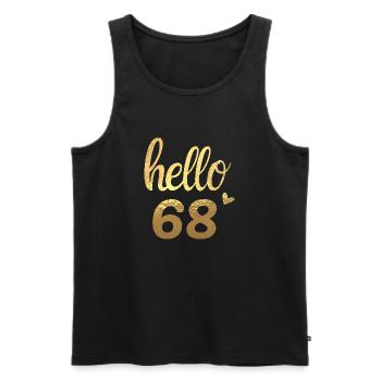 Hello 68 gold - Men's Premium Organic Tank Top - black - Front - AI Model Male 178 light (178cm)