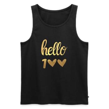Hello 100 Gold - Men's Premium Organic Tank Top - black - Front - AI Model Male 178 light (178cm)