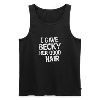 Fierté d’une coiffeuse – j’ai donné à Becky ses beaux cheveux - Débardeur bio Premium Homme - noir - Devant - Michal (187cm)