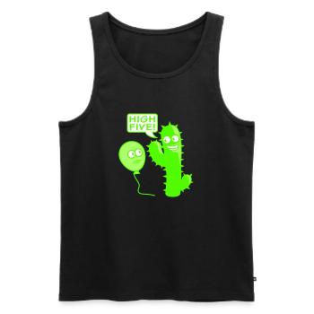 Cactus Balloon High Five Greeting Spikes Fun - Men's Premium Organic Tank Top - black - Front - AI Model Male 178 light (178cm)