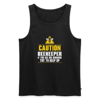 Caution Beekeeper If You See Me Running Beekeeping - Männer Premium Bio Tank Top - Schwarz - Vorne - AI Model Male 178 light (178cm)