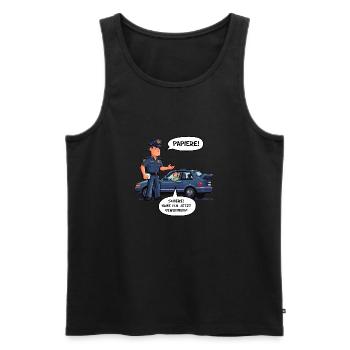 Papiere - Männer Premium Bio Tank Top - Schwarz - Vorne - Michal (187cm)