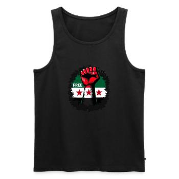 Free Syria Freies Syrien Hand Frauen - Männer Premium Bio Tank Top - Schwarz - Vorne - AI Model Male 178 light (178cm)
