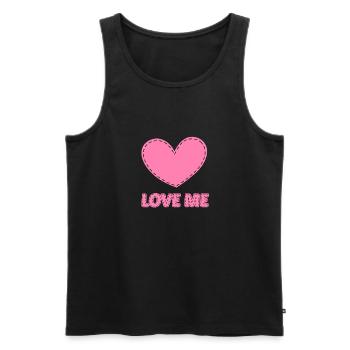 Pinkes Herz mit dem Schriftzug "LOVE ME" - Männer Premium Bio Tank Top - Schwarz - Vorne - Michal (187cm)