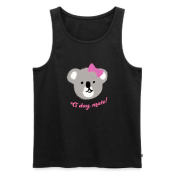 Koala Mignon en Dessin à la Main Design G'day Mate - Débardeur bio Premium Homme - noir - Devant - Michal (187cm)