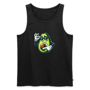 Coole Avocado Veganer Cartoon Comic Sonnenbrille - Männer Premium Bio Tank Top - Schwarz - Vorne - Michal (187cm)