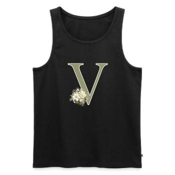 V with flowers - Men's Premium Organic Tank Top - black - Front - AI Model Male 178 light (178cm)