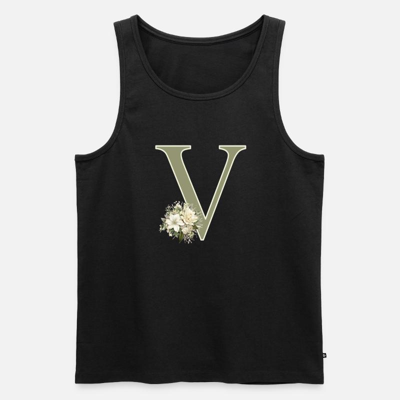 V mit Blumen - Männer Premium Bio Tank Top - Schwarz