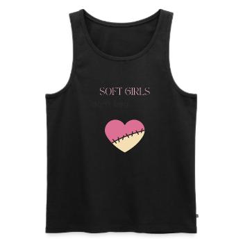 Soft Girls Don’t Beg Shirt – Feminine Baddie - Men's Premium Organic Tank Top - black - Front - AI Model Male 178 light (178cm)