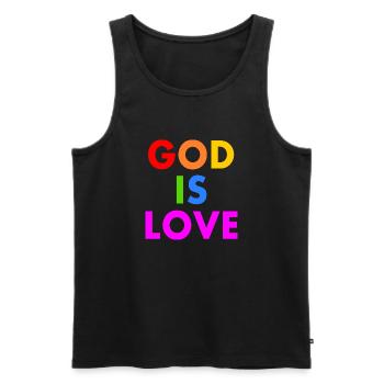 God is love - Débardeur bio Premium Homme - noir - Devant - AI Model Male 178 light (178cm)