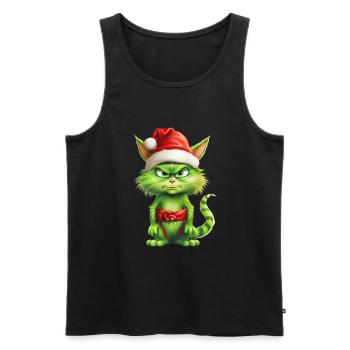 Katze Weihnachten Weihnachtselfe Geschenke Mütze - Männer Premium Bio Tank Top - Schwarz - Vorne - Michal (187cm)