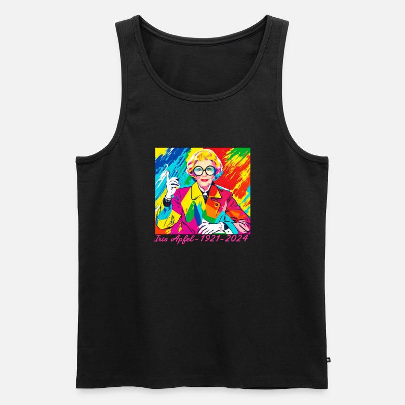 Illustration, bunt, Graffiti, Iris Apfel - Männer Premium Bio Tank Top - Schwarz