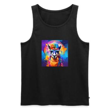 Lama,graffiti ,malerei , bunt - Männer Premium Bio Tank Top - Schwarz - Vorne - Michal (187cm)