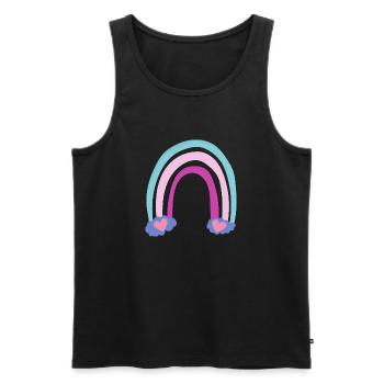 Regenbogen mit Herzen lila rosa blau, Rainbow - Männer Premium Bio Tank Top - Schwarz - Vorne - Michal (187cm)