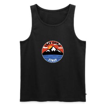 comer See | Italien | See und Berg - Männer Premium Bio Tank Top - Schwarz - Vorne - AI Model Male 178 light (178cm)