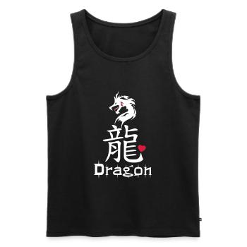 ❤️👄🐉Dragon en caractère chinois-Dragon d'amour- 龍 - Débardeur bio Premium Homme - noir - Devant - AI Model Male 178 light (178cm)