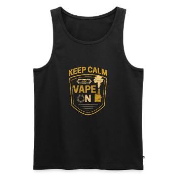 Keep calm and vape on, chilling and steaming vapors - Men's Premium Organic Tank Top - black - Front - Michal (187cm)