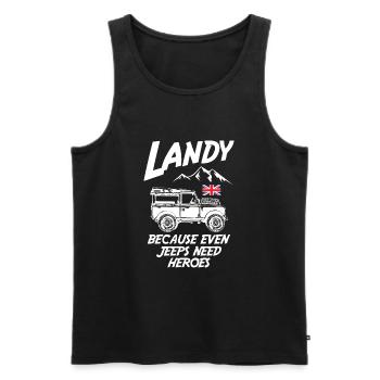 Landy Because Even Jeeps Need Heroes - Men's Premium Organic Tank Top - black - Front - AI Model Male 178 light (178cm)
