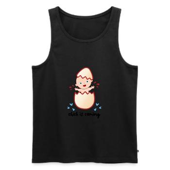 Chick is Coming - Women Pregnancy Announcement - Men's Premium Organic Tank Top - black - Front - AI Model Male 178 light (178cm)