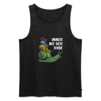 Immer mit der Ruhe mit Schnecken und Spruch - Männer Premium Bio Tank Top - Schwarz - Vorne - AI Model Male 178 light (178cm)