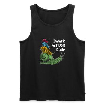 Immer mit der Ruhe mit Schnecken und Spruch - Männer Premium Bio Tank Top - Schwarz - Vorne - AI Model Male 178 light (178cm)