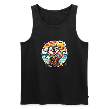 Hallo Sommer lustiger Otter mit großer Eistüte - Männer Premium Bio Tank Top - Schwarz - Vorne - Michal (187cm)