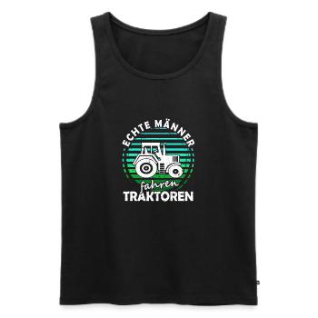 Echte Männer fahren Traktoren Landwirt im Einsatz - Männer Premium Bio Tank Top - Schwarz - Vorne - Michal (187cm)