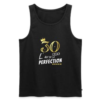 30 ans humour perfection Cadeau personnalisé drôle - Débardeur bio Premium Homme - noir - Devant - Michal (187cm)