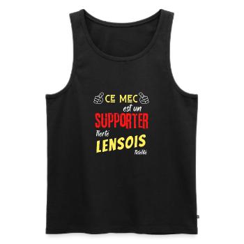 Lens Football supporter Lensois fier foot sang or - Débardeur bio Premium Homme - noir - Devant - AI Model Male 178 light (178cm)