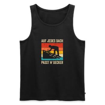 Lustiges Dachdecker Retro Vintage Design - Männer Premium Bio Tank Top - Schwarz - Vorne - Michal (187cm)