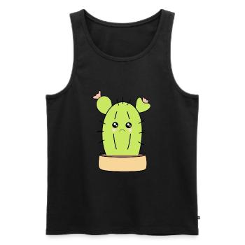 Kawaii Cactus - Men's Premium Organic Tank Top - black - Front - Michal (187cm)