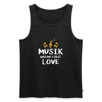 music was my first love - Männer Premium Bio Tank Top - Schwarz - Vorne - Michal (187cm)