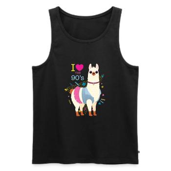I Love The 90's, Alpaca, Llama, Retro, Vintage - Débardeur bio Premium Homme - noir - Devant - AI Model Male 178 light (178cm)