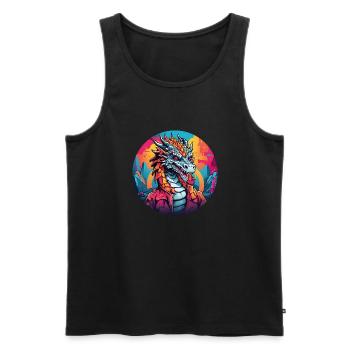 Fire Dragon Dragon Portrait for Dragon Fans Dragon - Men's Premium Organic Tank Top - black - Front - AI Model Male 178 light (178cm)
