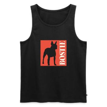 Boston Terrier Bostie Graphique avec lettrage - Débardeur bio Premium Homme - noir - Devant - Michal (187cm)