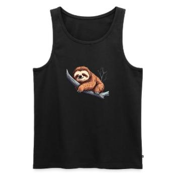 Cute sleeping sloth for sloth fans - Men's Premium Organic Tank Top - black - Front - AI Model Male 178 light (178cm)