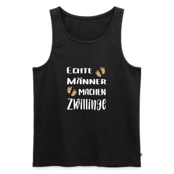 Zwillings Papa | Echte Männer machen Zwillinge - Männer Premium Bio Tank Top - Schwarz - Vorne - Michal (187cm)