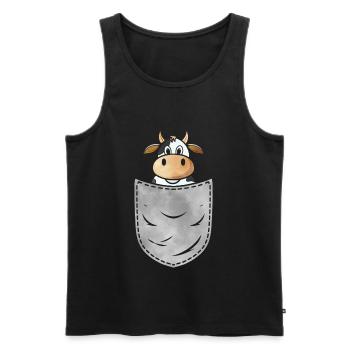 Kuh in der Tasche Tier Brusttasche Kuh Rind - Männer Premium Bio Tank Top - Schwarz - Vorne - Michal (187cm)