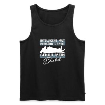 Intelligenz Mut Persönlichkeit - mein Dackel - Männer Premium Bio Tank Top - Schwarz - Vorne - Michal (187cm)