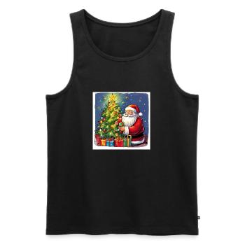 Arbre de Noël avec design du Père Noël - Débardeur bio Premium Homme - noir - Devant - AI Model Male 178 light (178cm)
