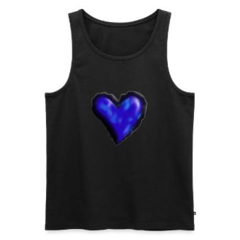 Herz blau Geschenkidee dunkel dunkelblau Liebe - Männer Premium Bio Tank Top - Schwarz - Vorne - Michal (187cm)