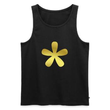 Idée cadeau astérisque fleur d’or astérisque or - Débardeur bio Premium Homme - noir - Devant - Michal (187cm)
