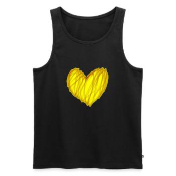 Heart yellow gift idea Love Valentine's Day - Men's Premium Organic Tank Top - black - Front - Michal (187cm)