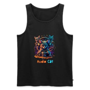 Audio Cat - Männer Premium Bio Tank Top - Schwarz - Vorne - Michal (187cm)