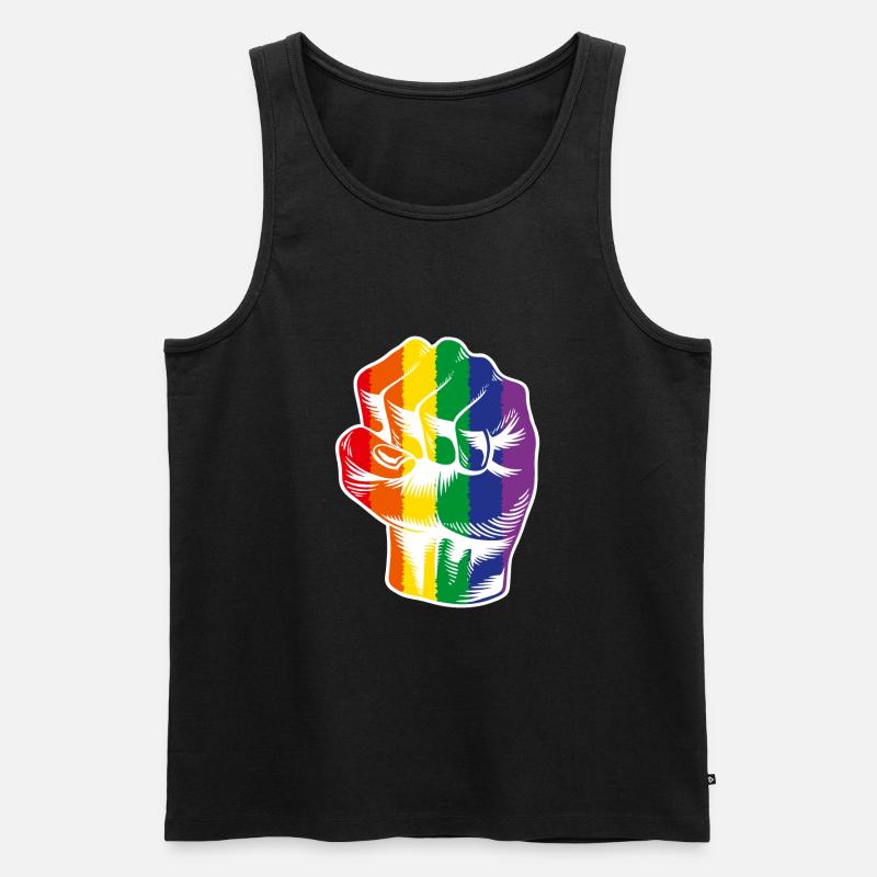 Regenbogen Faust LGBTQ Power - Männer Premium Bio Tank Top - Schwarz