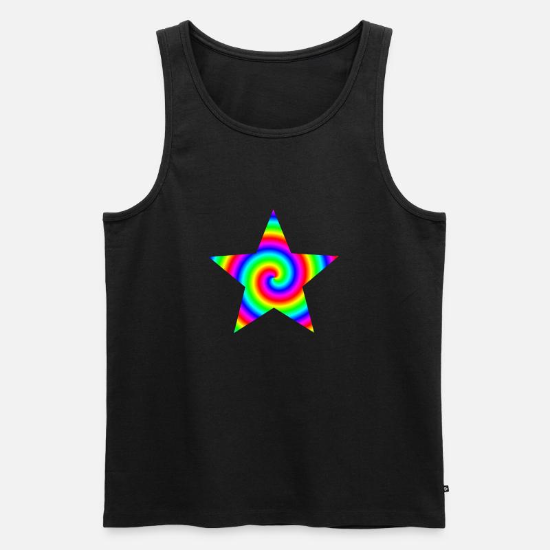 Stern Regenbogen Spirale Geschenkidee bunt - Männer Premium Bio Tank Top - Schwarz