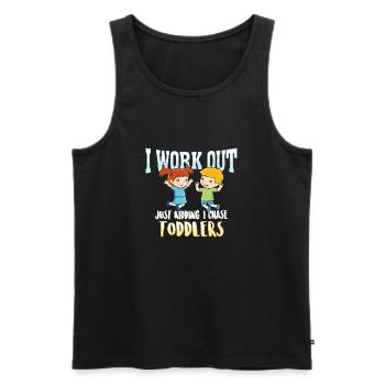 I work out just kidding i chase Toddlers - Eltern - Men's Premium Organic Tank Top - black - Front - Michal (187cm)