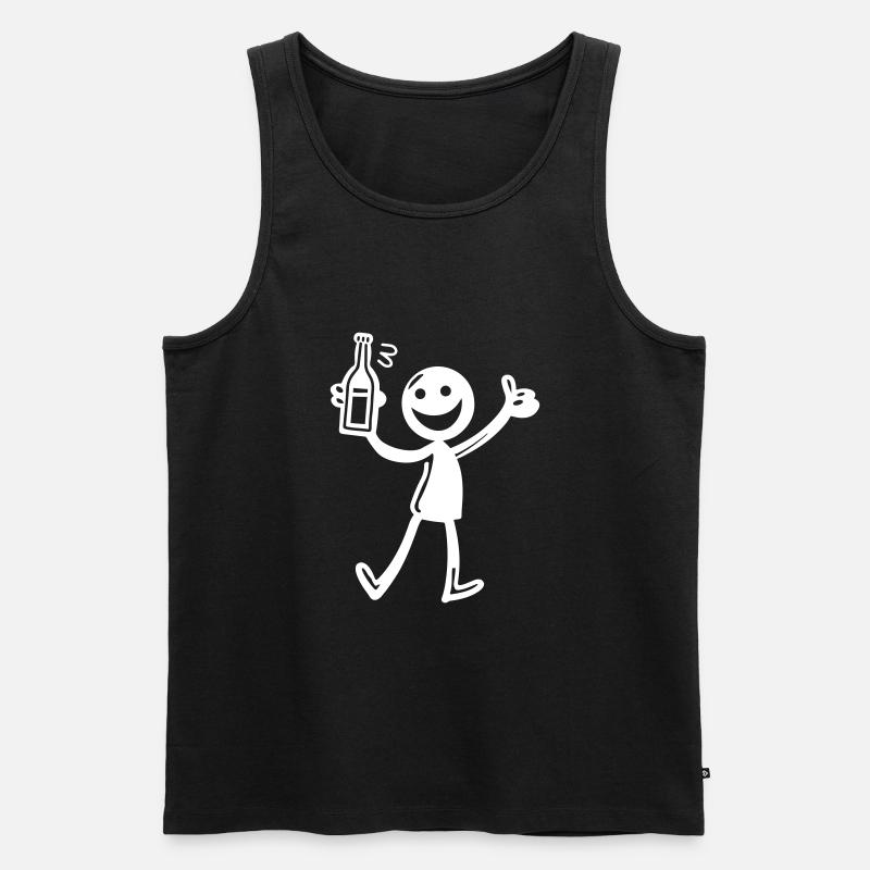 Drinking Comic Illustration Beer - Men's Premium Organic Tank Top - black